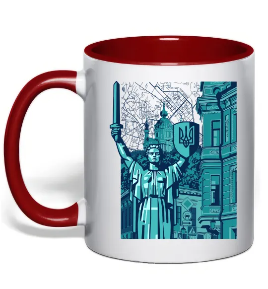 Чашка з кольоровою ручкою Батьківщина-Мати та карта Червоний фото