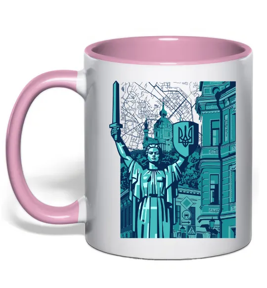 Чашка з кольоровою ручкою Батьківщина-Мати та карта Ніжно рожевий фото