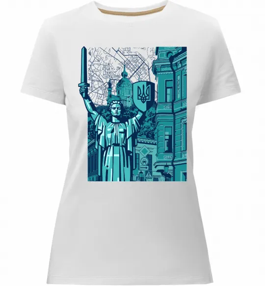 Жіноча преміум футболка Батьківщина-Мати та карта Білий фото