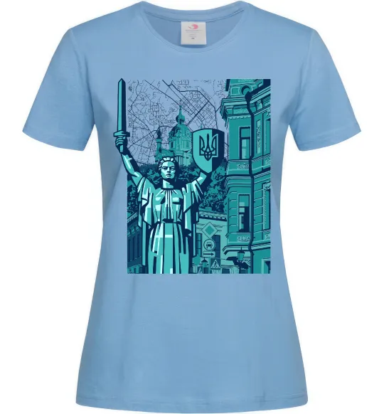 Жіноча футболка Батьківщина-Мати та карта Блакитний фото