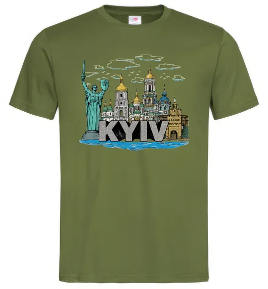 Мужская футболка Kyiv Архітектурні пам’ятки Оливковый фото