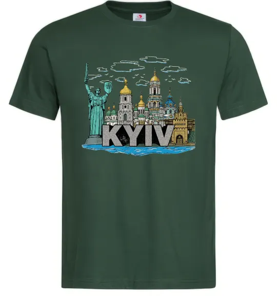 Мужская футболка Kyiv Архітектурні пам’ятки Темно-зеленый фото