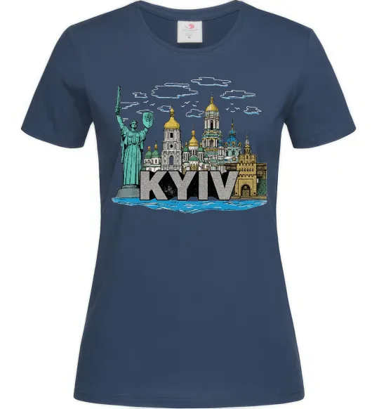 Женская футболка Kyiv Архітектурні пам’ятки Темно-синий фото