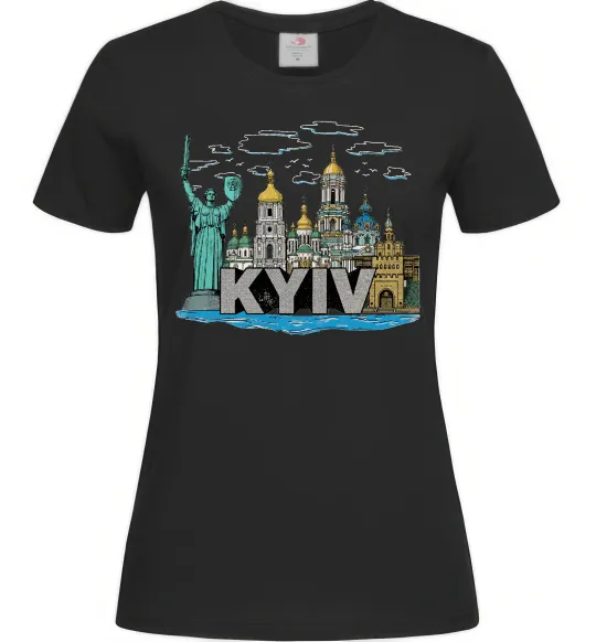 Женская футболка Kyiv Архітектурні пам’ятки Черный фото