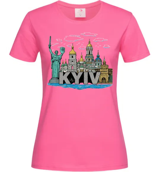Женская футболка Kyiv Архітектурні пам’ятки Ярко-розовый фото