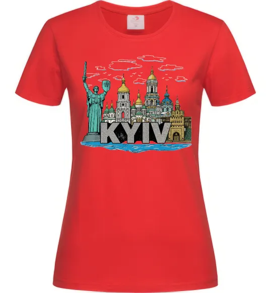 Женская футболка Kyiv Архітектурні пам’ятки Красный фото