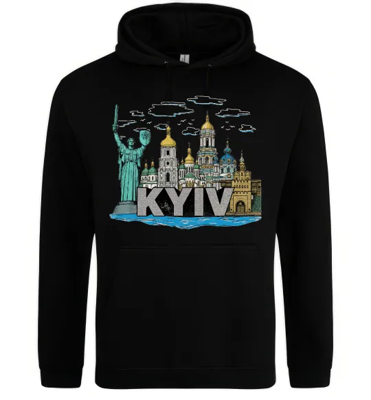 Мужская толстовка (худи) Kyiv Архітектурні пам’ятки Черный фото