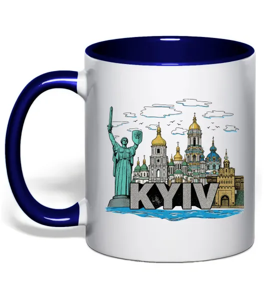 Чашка с цветной ручкой Kyiv Архітектурні пам’ятки Глубокий темно-синий фото