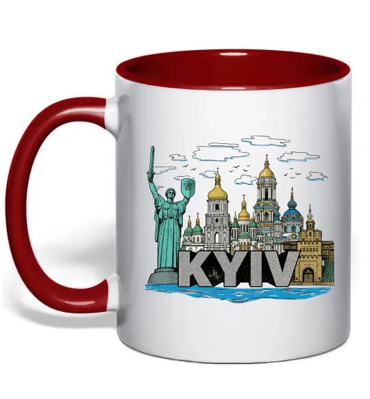 Чашка с цветной ручкой Kyiv Архітектурні пам’ятки Красный фото