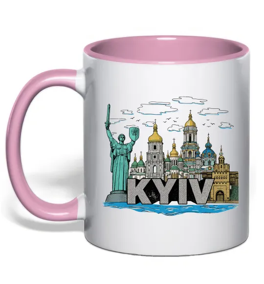 Чашка с цветной ручкой Kyiv Архітектурні пам’ятки Нежно розовый фото