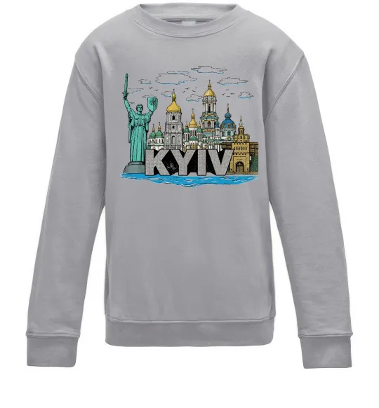 Детский Свитшот Kyiv Архітектурні пам’ятки Серый меланж фото