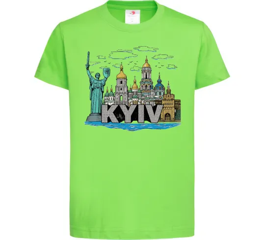 Детская футболка Kyiv Архітектурні пам’ятки Лаймовый фото