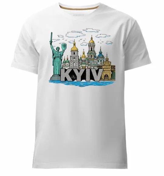 Мужская премиум футболка Kyiv Архітектурні пам’ятки Белый фото