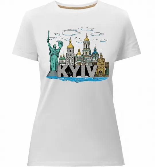 Женская премиум футболка Kyiv Архітектурні пам’ятки Белый фото