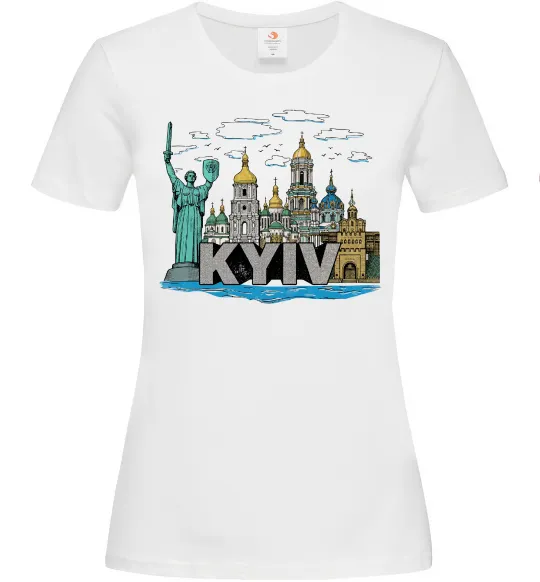 Женская футболка Kyiv Архітектурні пам’ятки Белый фото