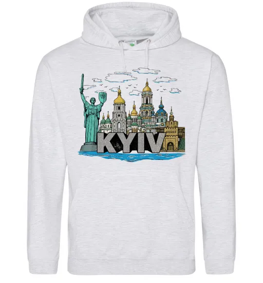 Мужская толстовка (худи) Kyiv Архітектурні пам’ятки Серый меланж фото