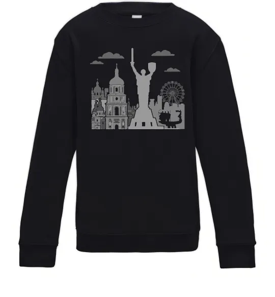 Детский Свитшот Київ контури Черный фото