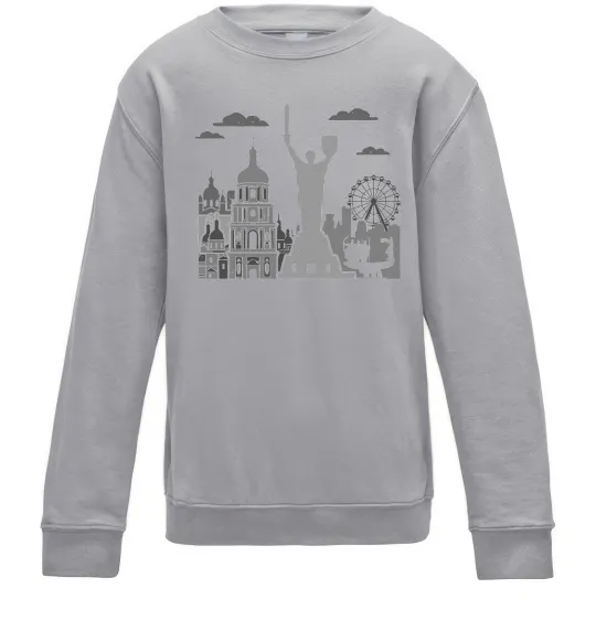 Детский Свитшот Київ контури Серый меланж фото