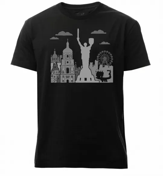 Мужская премиум футболка Київ контури Черный фото