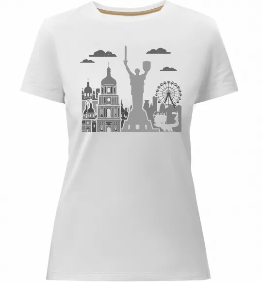 Женская премиум футболка Київ контури Белый фото