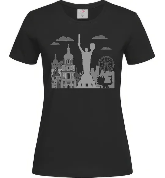 Женская футболка Київ контури Черный фото