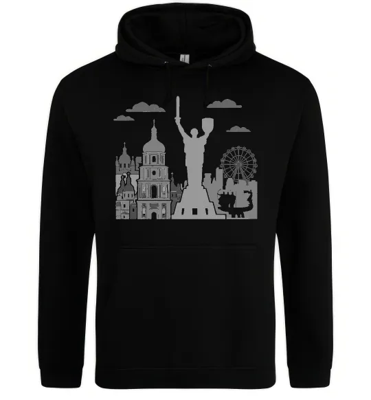 Женская толстовка (худи) Київ контури Черный фото
