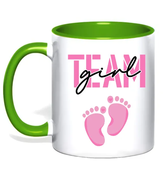 Чашка с цветной ручкой Team girl Лаймовый фото