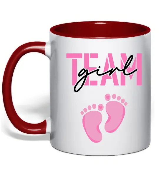 Чашка с цветной ручкой Team girl Красный фото
