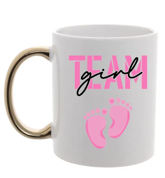 Чашка с цветной ручкой Team girl Золото фото