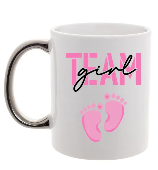 Чашка с цветной ручкой Team girl Серебро фото