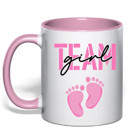 Чашка с цветной ручкой Team girl Нежно розовый фото