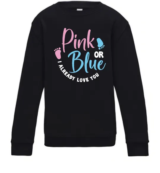 Детский Свитшот Pink or Blue I love you Черный фото