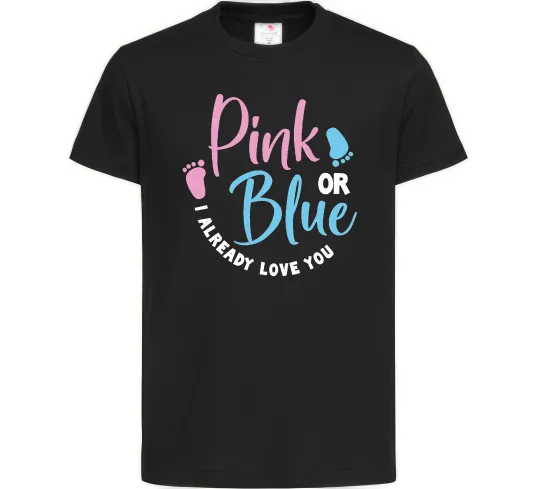 Детская футболка Pink or Blue I love you Черный фото