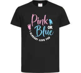 Детская футболка Pink or Blue I love you Черный фото