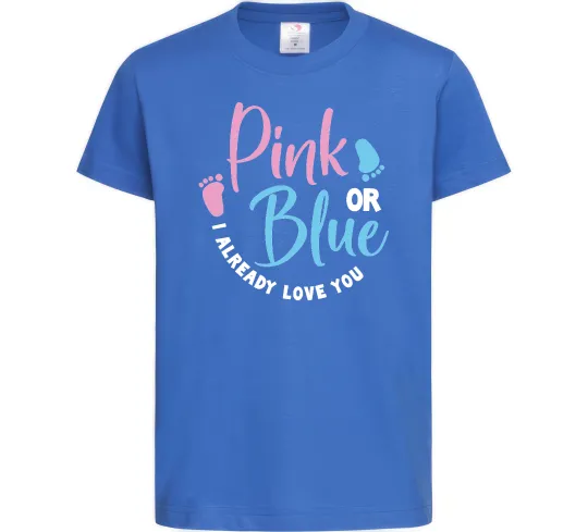 Детская футболка Pink or Blue I love you Ярко-синий фото