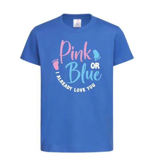 Детская футболка Pink or Blue I love you Ярко-синий фото