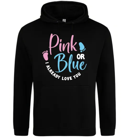 Женская толстовка (худи) Pink or Blue I love you Черный фото