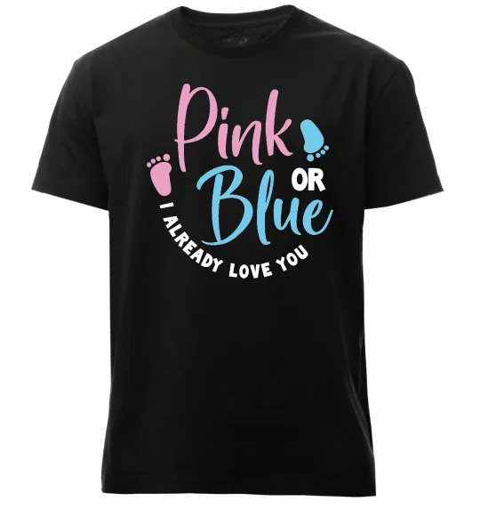 Мужская премиум футболка Pink or Blue I love you Черный фото