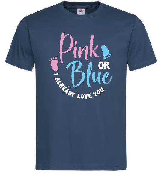Мужская футболка Pink or Blue I love you Темно-синий фото