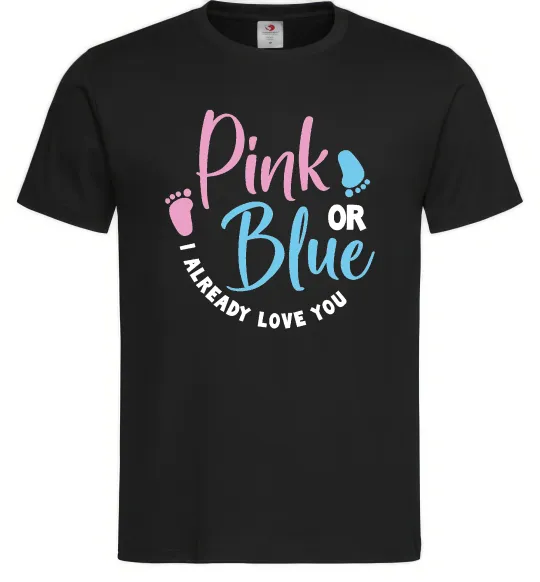 Мужская футболка Pink or Blue I love you Черный фото