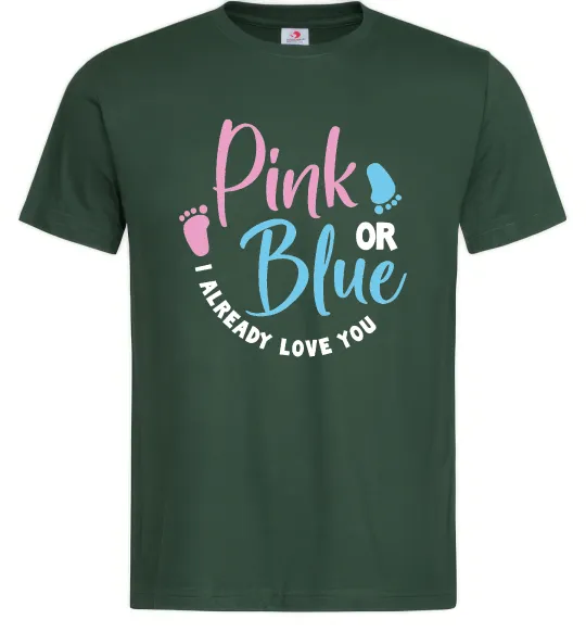 Мужская футболка Pink or Blue I love you Темно-зеленый фото