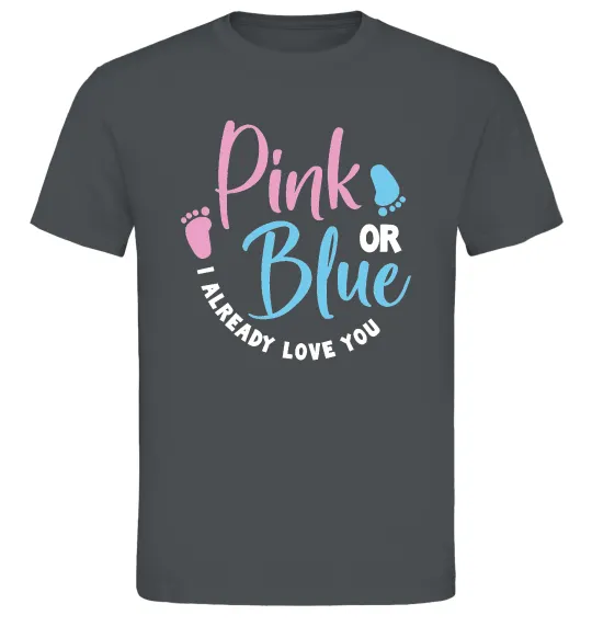 Мужская футболка Pink or Blue I love you Графит фото