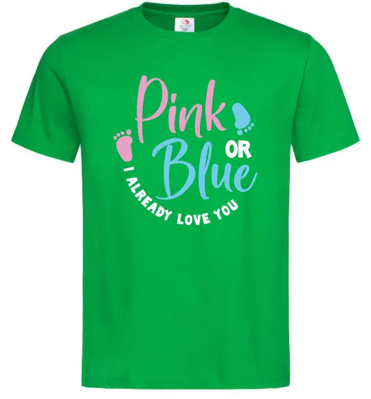 Мужская футболка Pink or Blue I love you Зеленый фото