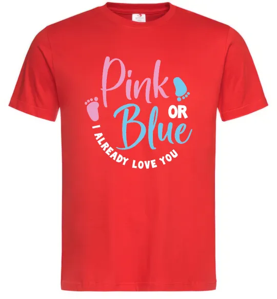 Мужская футболка Pink or Blue I love you Красный фото