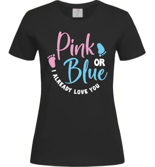 Женская футболка Pink or Blue I love you Черный фото