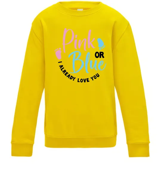 Детский Свитшот Pink or Blue I love you Солнечно желтый фото