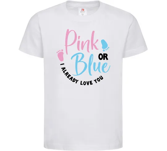 Детская футболка Pink or Blue I love you Белый фото