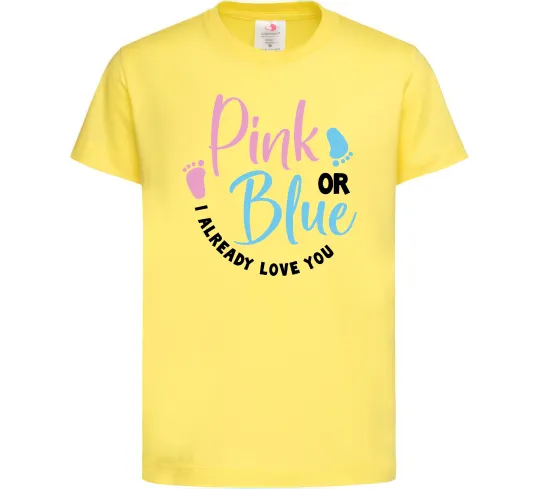 Детская футболка Pink or Blue I love you Лимонный фото