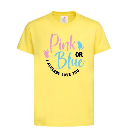 Детская футболка Pink or Blue I love you Лимонный фото