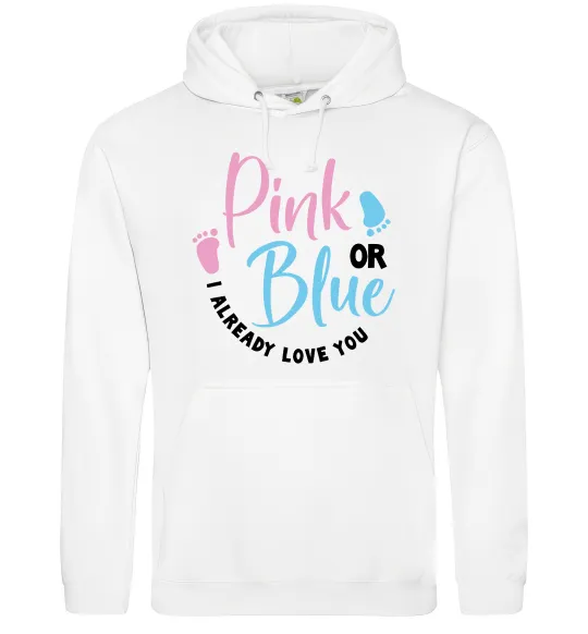 Женская толстовка (худи) Pink or Blue I love you Белый фото